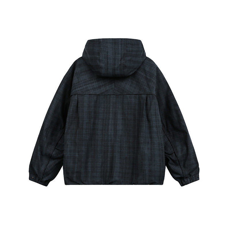 Unisex Oversize Utility Hoodie with checkered pattern and drawstring Chichicherry