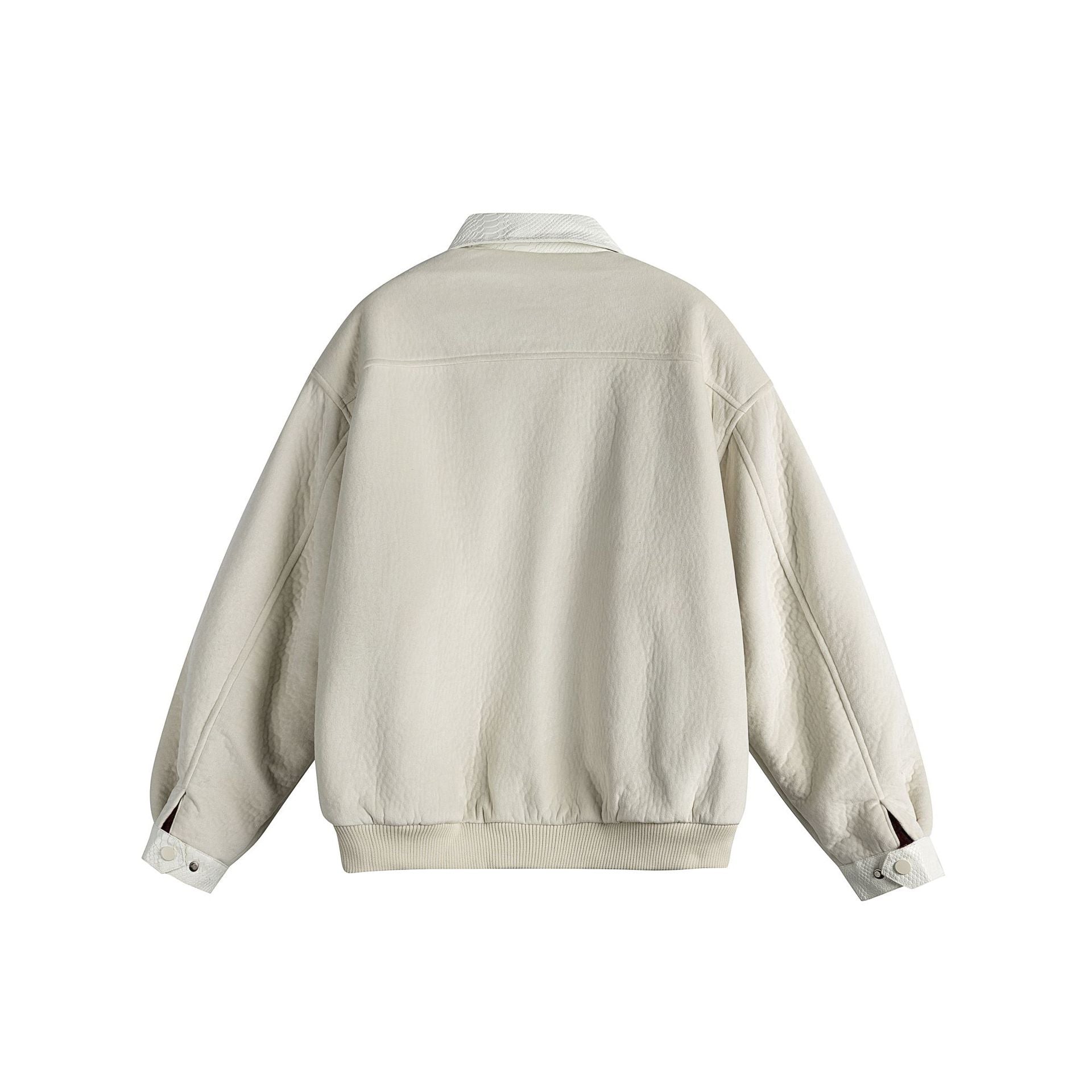 Unisex Oversize Blouson Jacket made of Velours-Suede with reptile embossed trim and warming teddy lining Chichicherry