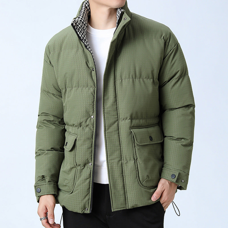 Unisex Padded Quilted Jacket with Large Flap Pockets, Stand-Up Collar, and Ripstop Structure Chichicherry
