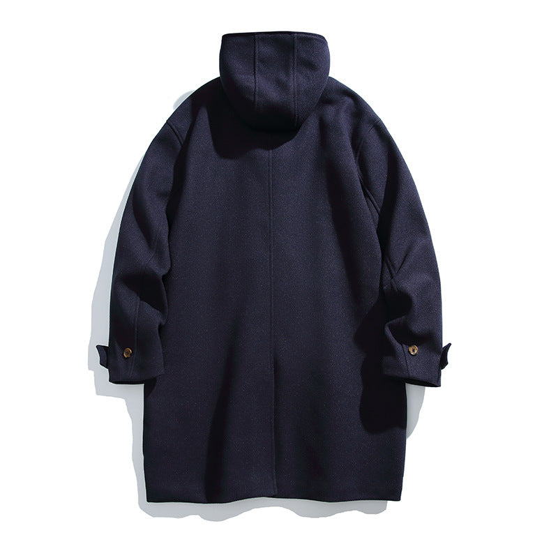 Men's wool blend duffle coat with hood and toggle closures Chichicherry