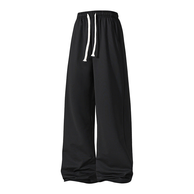 Women's Wide Palazzo Pants with Elastic Drawstring Waistband and Flowing Satin Look Chichicherry