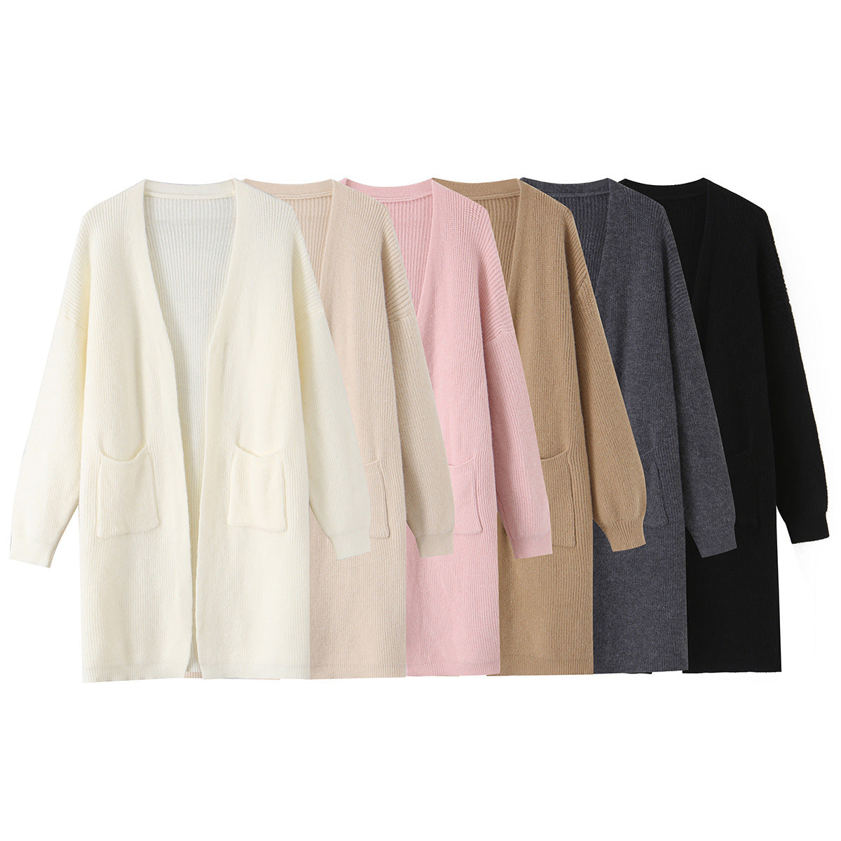 Women Long Oversized Knit Cardigan with Patch Pockets Chichicherry