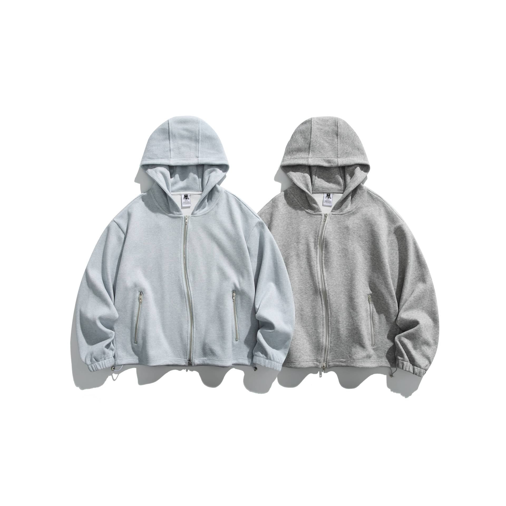 Unisex Lightweight Zip Hoodie Jacket with Zipper Pockets and Adjustable Hem Chichicherry