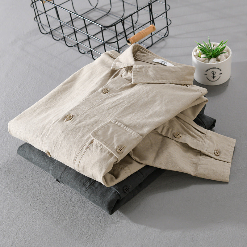 Men's Versatile Cotton Overshirt with Flap Pocket and Relaxed Fit Chichicherry