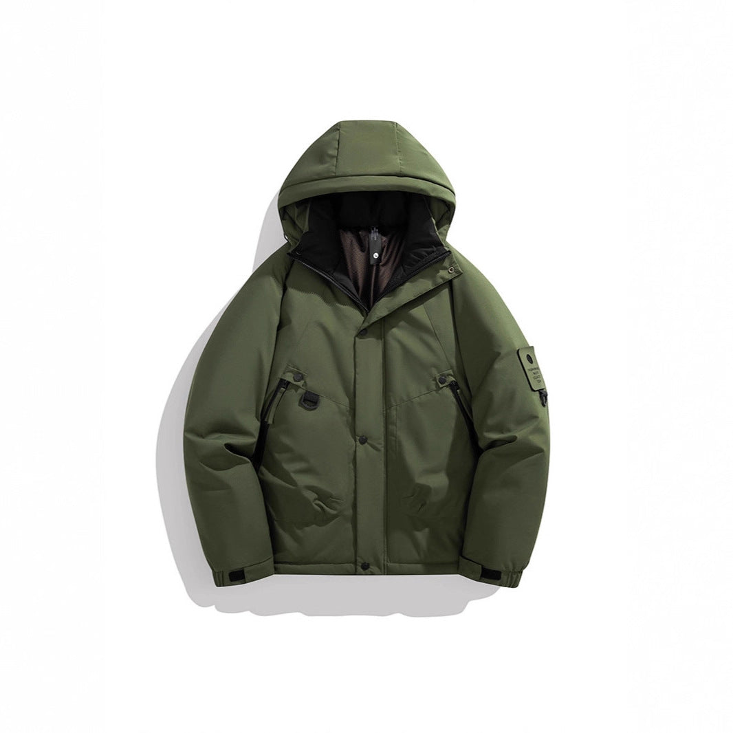 Men's Padded Outdoor Jacket with Hood, Multi-Functional Pockets and Windproof Outer Layer Chichicherry