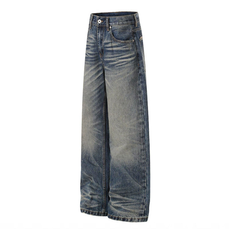 Women High-Waisted Wide Denim Culotte with Used Wash and Flared Silhouette Chichicherry
