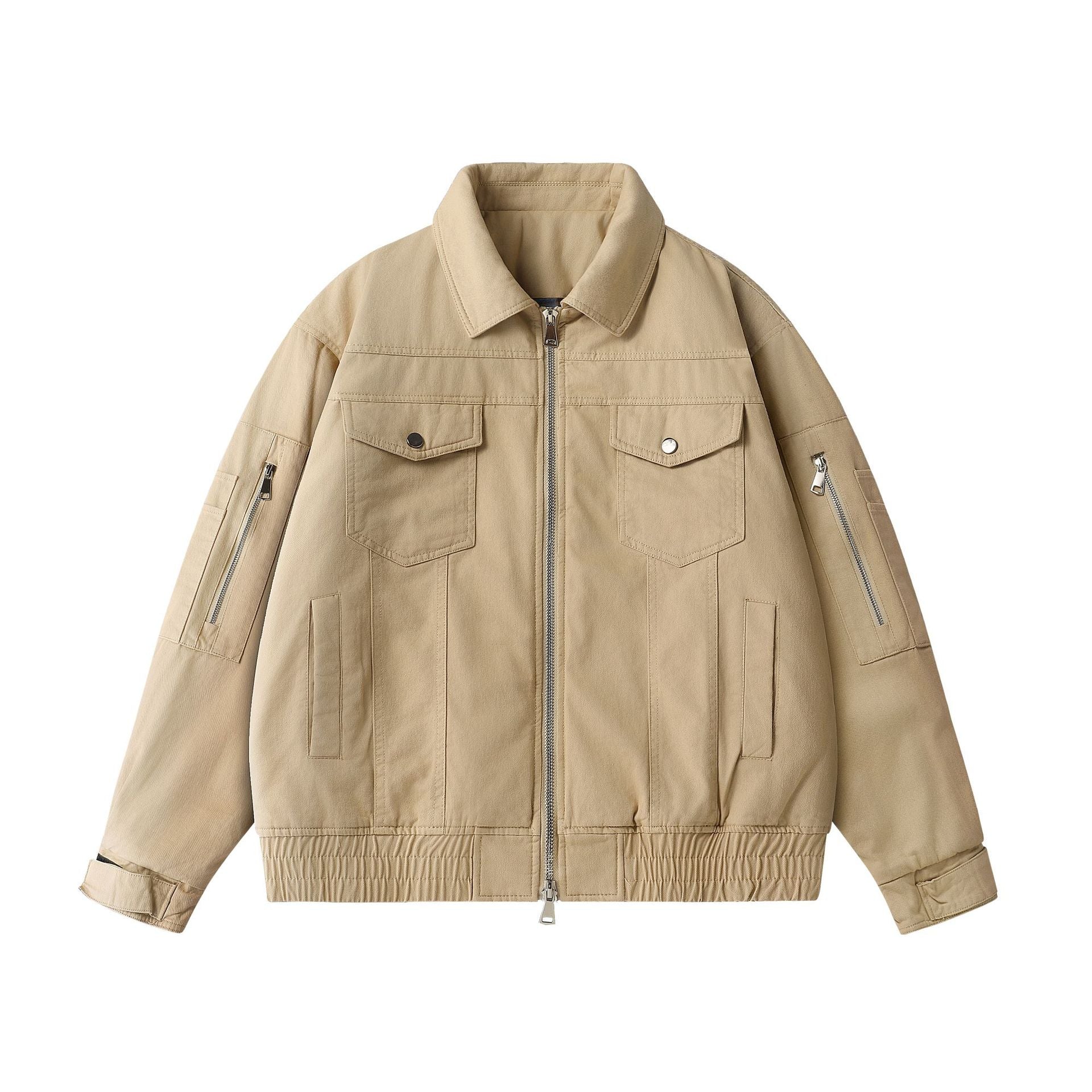 Unisex Urban Utility Blouson Jacket with Cargo Pockets and Two-Way Zipper Chichicherry