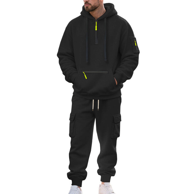 Men's Urban Cargo Jogging Set with Utility Hoodie, Zipper Details and Cargo Joggers Chichicherry
