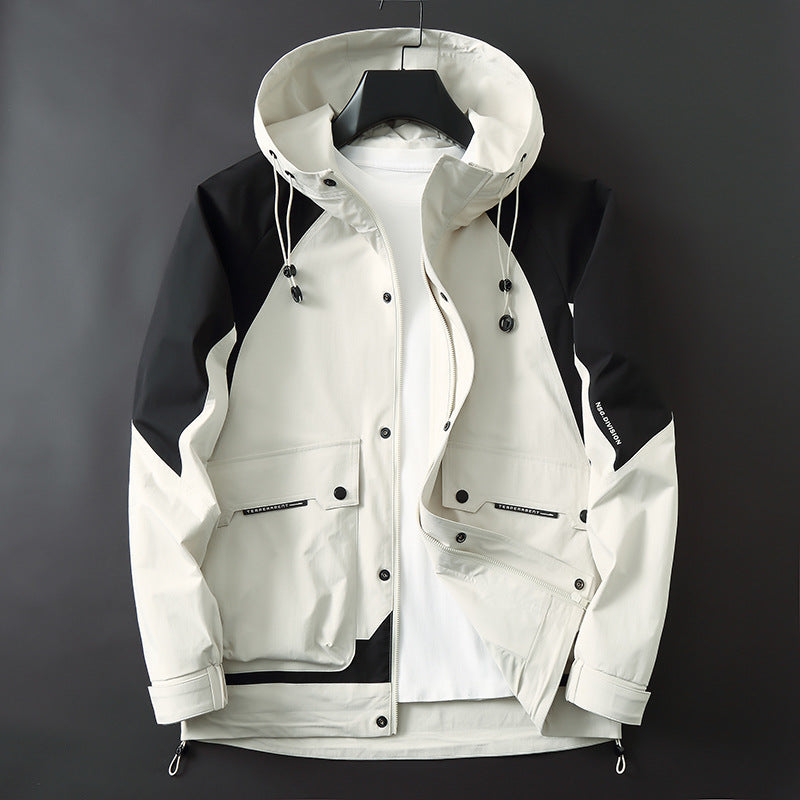 Men's Technical Softshell Parka with Hood, Water-Repellent and Functional Utility Pockets Chichicherry