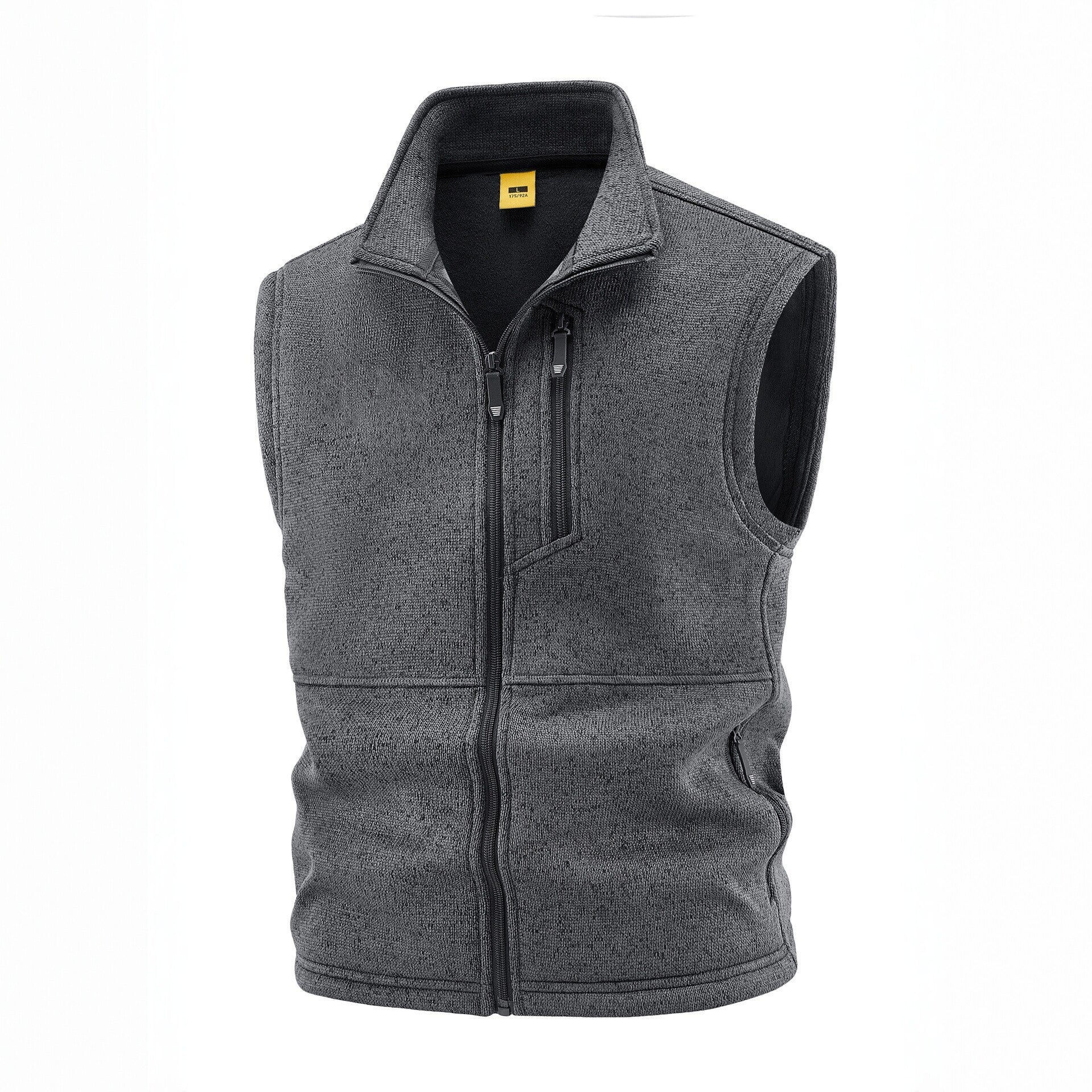 Men's fleece vest with high stand collar, chest zipper and side pockets Chichicherry