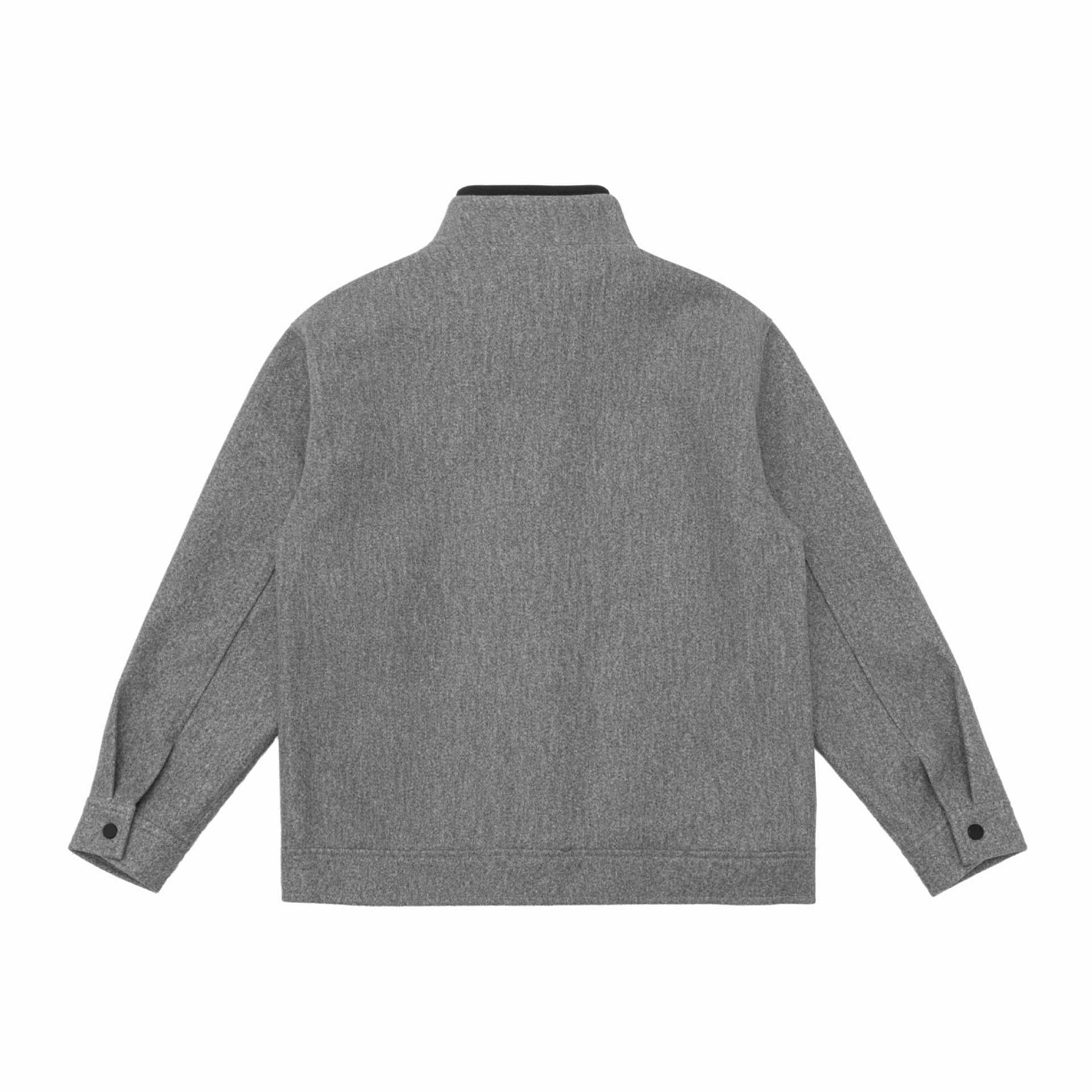 Men's short jacket made of wool blend in boxy cut with high closed funnel collar Chichicherry