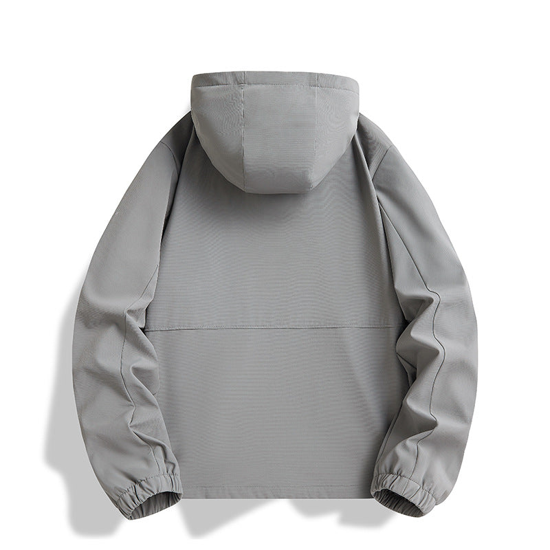Men's hooded softshell jacket in urban minimal style with concealed zipper Chichicherry