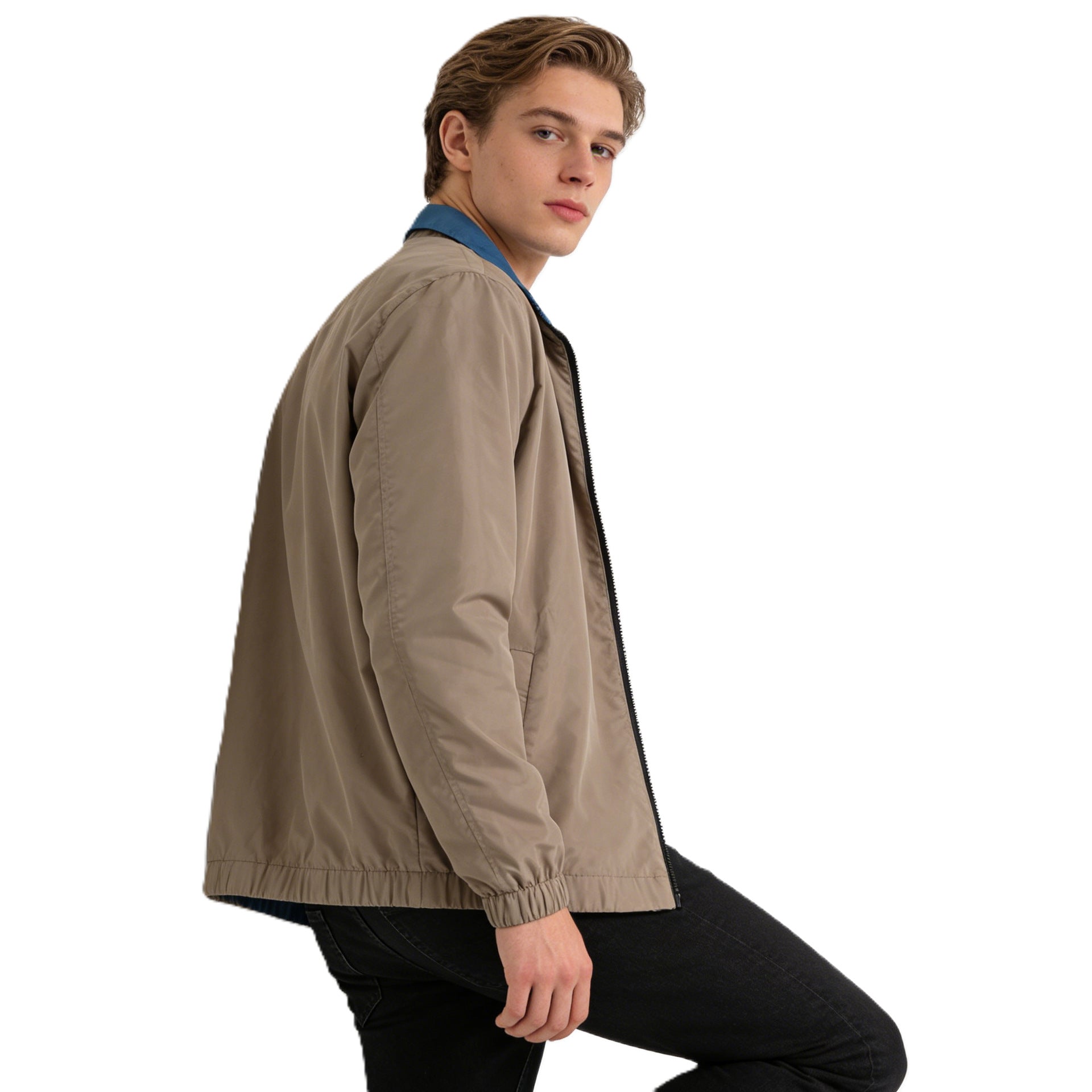 Men's Lightweight Packable Windbreaker Jacket with Two-Way Zipper Chichicherry