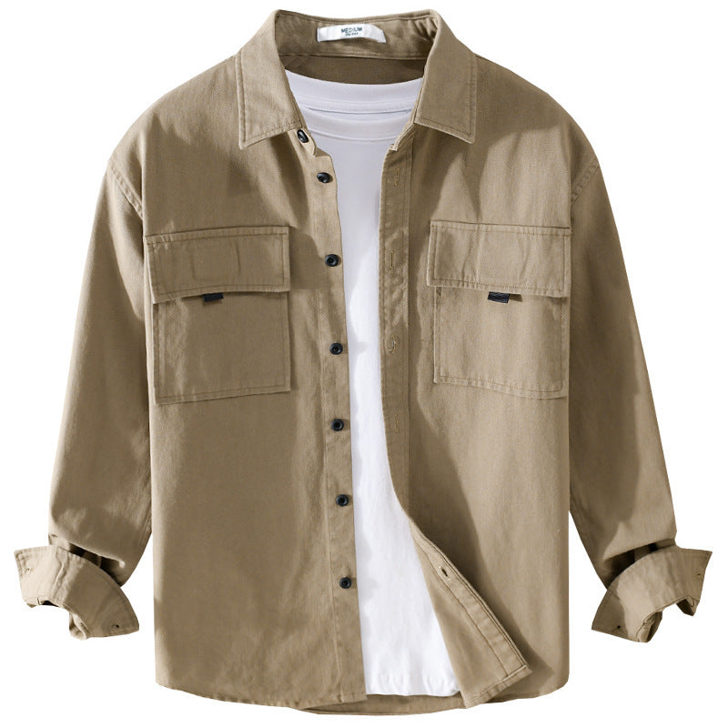 Men's shirt jacket made of sturdy cotton twill with two chest flaps and relaxed fit Chichicherry