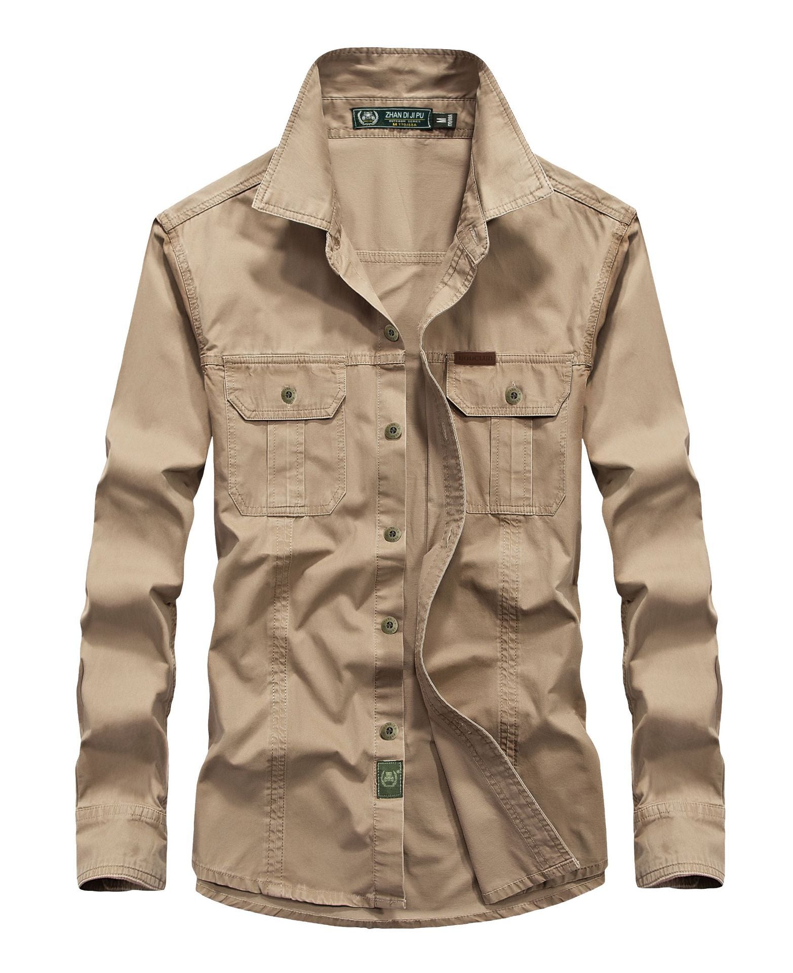 Men's lightweight canvas field shirt jacket with chest flap pockets and reinforced seams Chichicherry