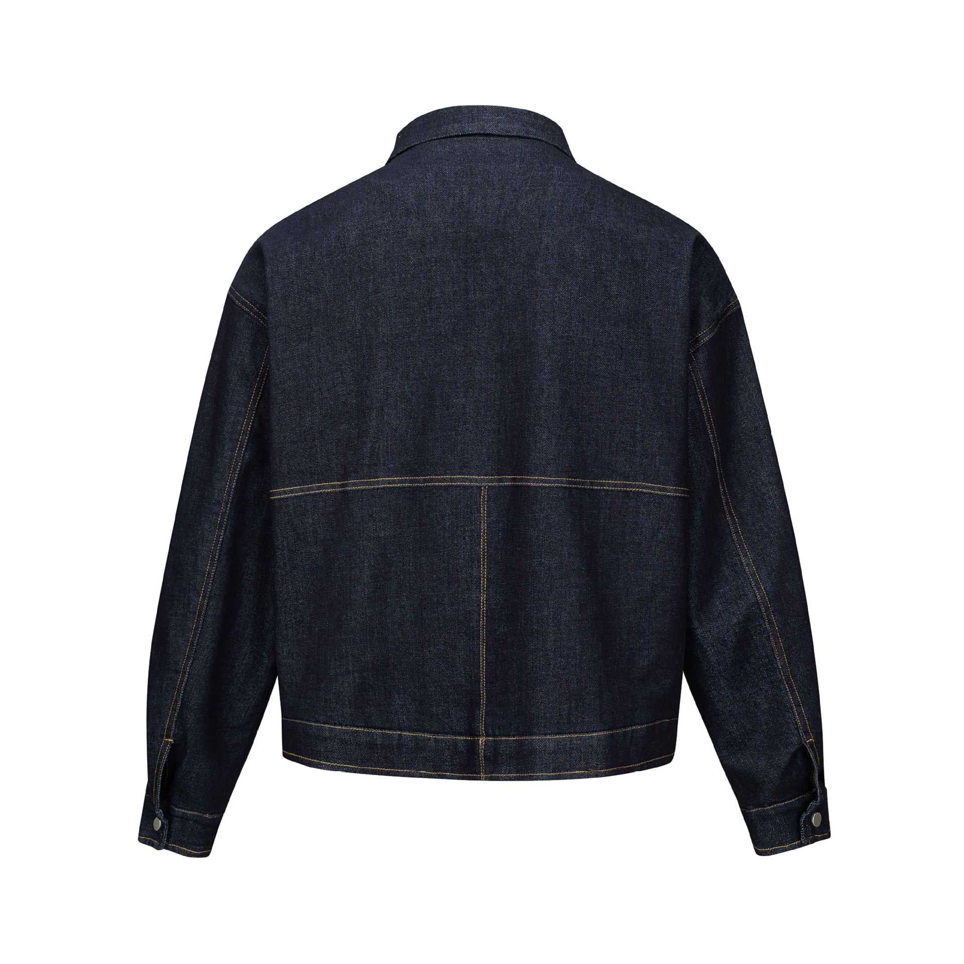 Unisex Tailored Denim Jacket with Metal Zipper and Flap Pockets Chichicherry