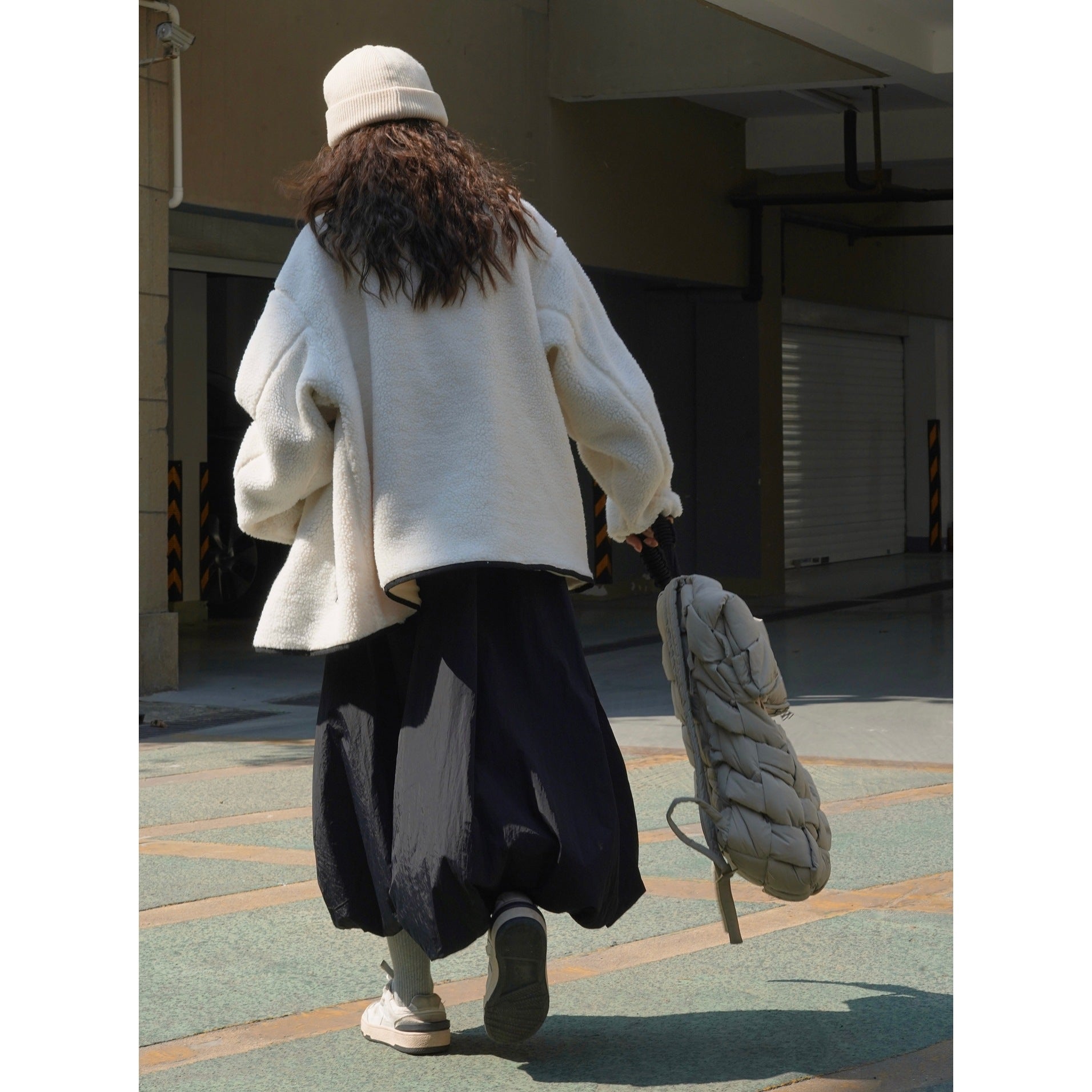 Women Wide Balloon Skirt made of technical Nylon with Elastic Waist Chichicherry