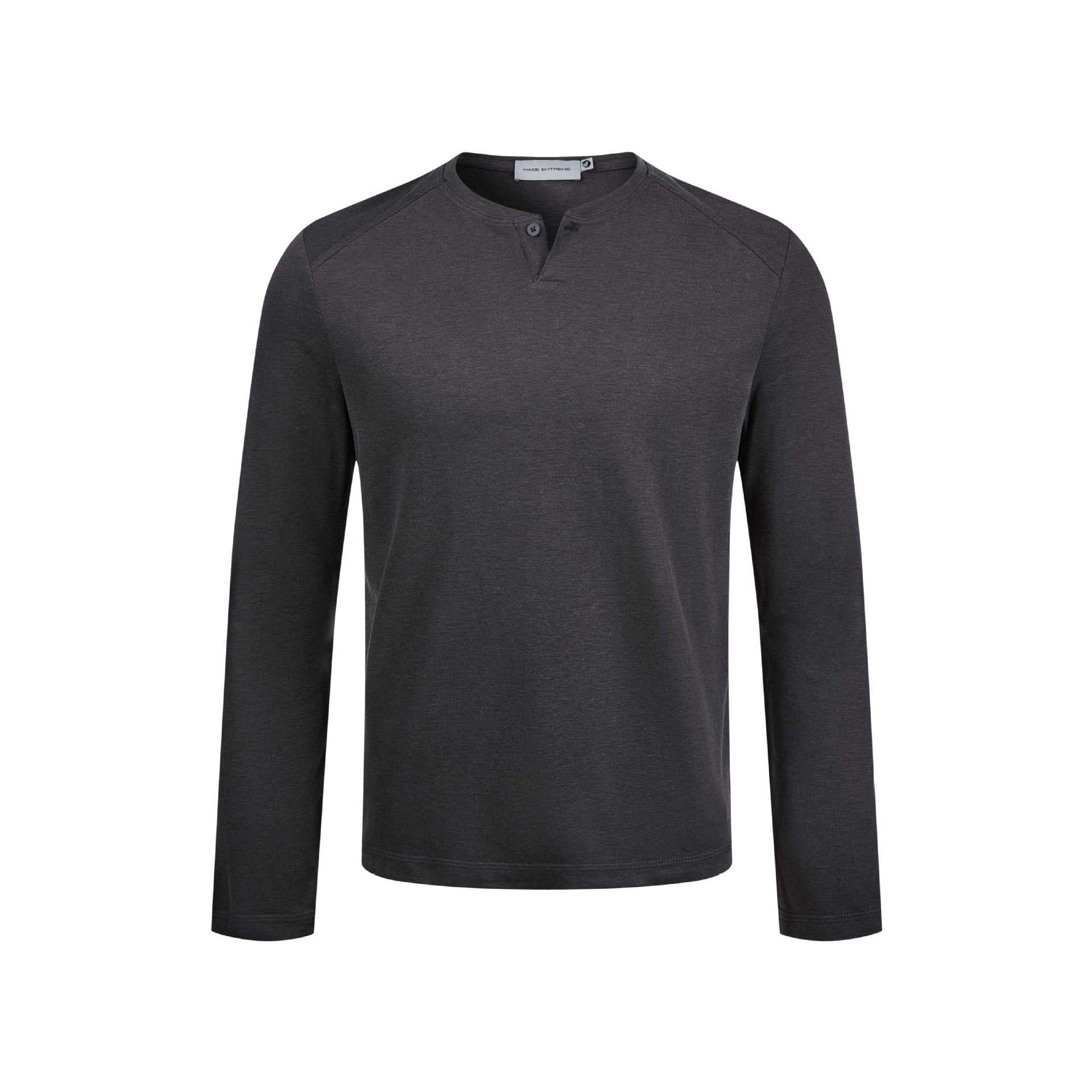 Men's fine long sleeve Henley with short button closure and raglan sleeves Chichicherry