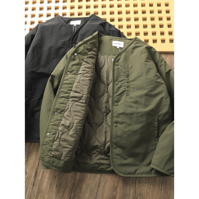 Herren Leicht wattierte Thermo-Linerjacke mit Druckknopfverschluss und gerundetem Saum Chichicherry