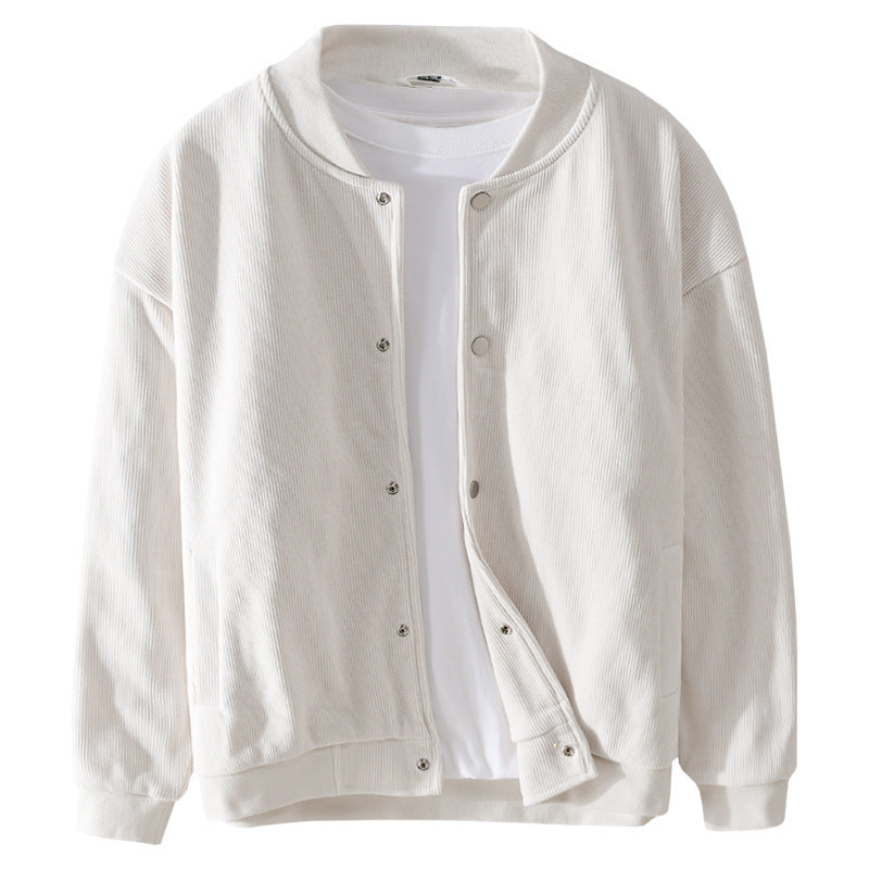 Men's cord college jacket with snap button placket and ribbed cuffs Chichicherry