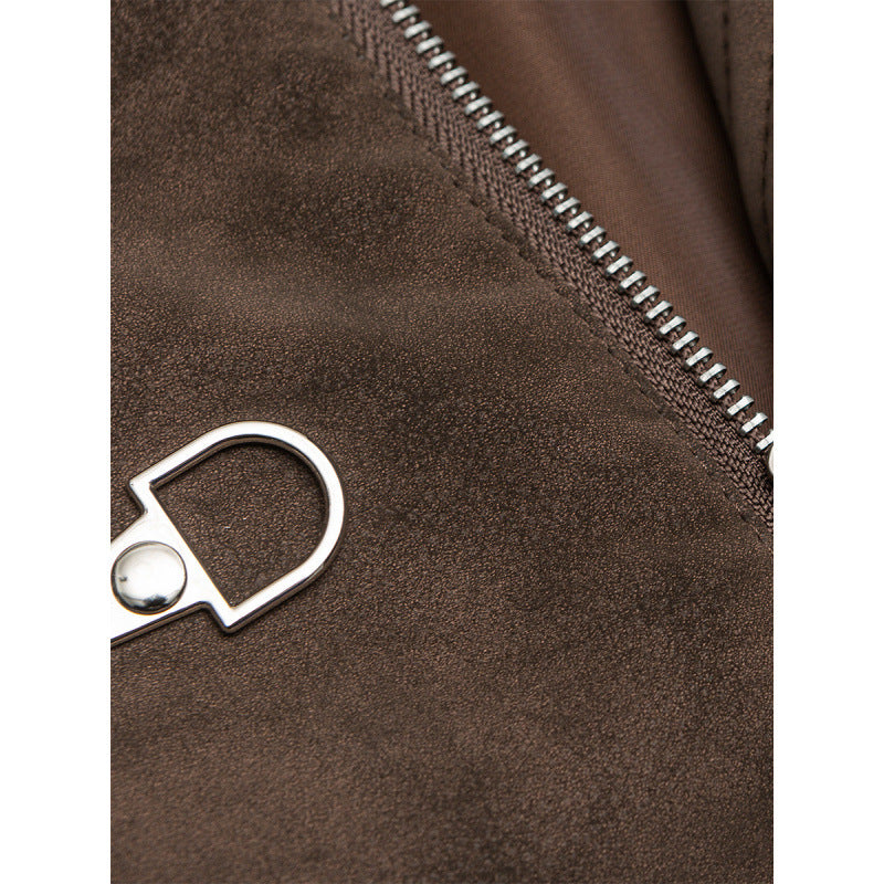 Men's short jacket made of suede imitation with metal toggle fasteners Chichicherry