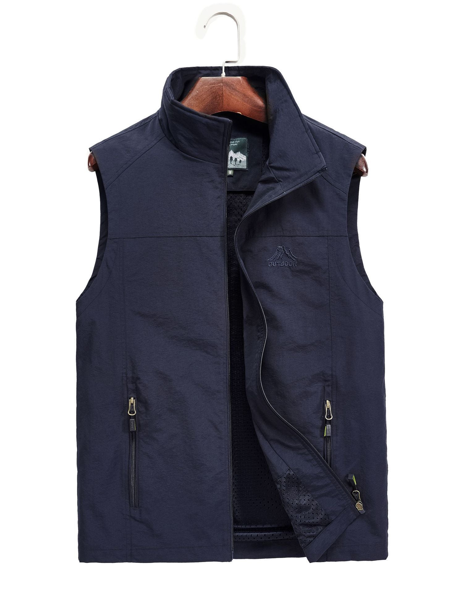 Men's utility outdoor vest with breathable mesh lining, zippered pockets, and adjustable hem Chichicherry