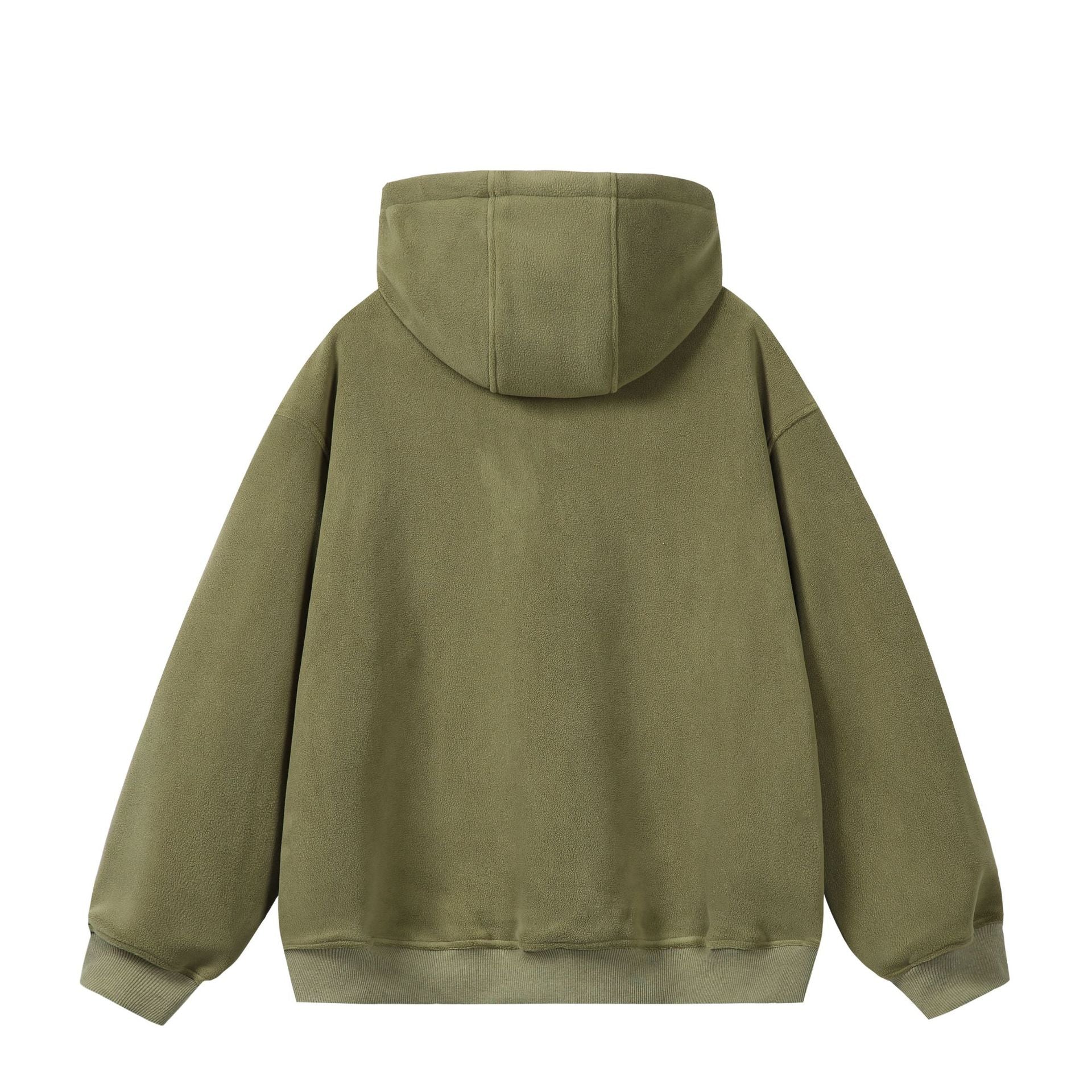 Unisex Oversize Fleece-Halfzip-Hooded Sweater with Drawstring and Ribbed Cuffs Chichicherry