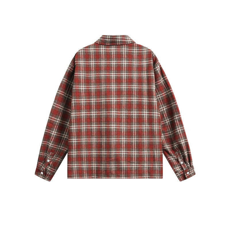 Men's check shirt jacket in boxy cut made of brushed cotton blend with patch chest pocket Chichicherry