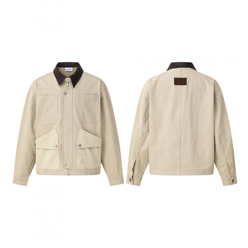 Unisex Kastige Canvas Blouson Jacket with contrasting cord collar and patch flap pockets Chichicherry