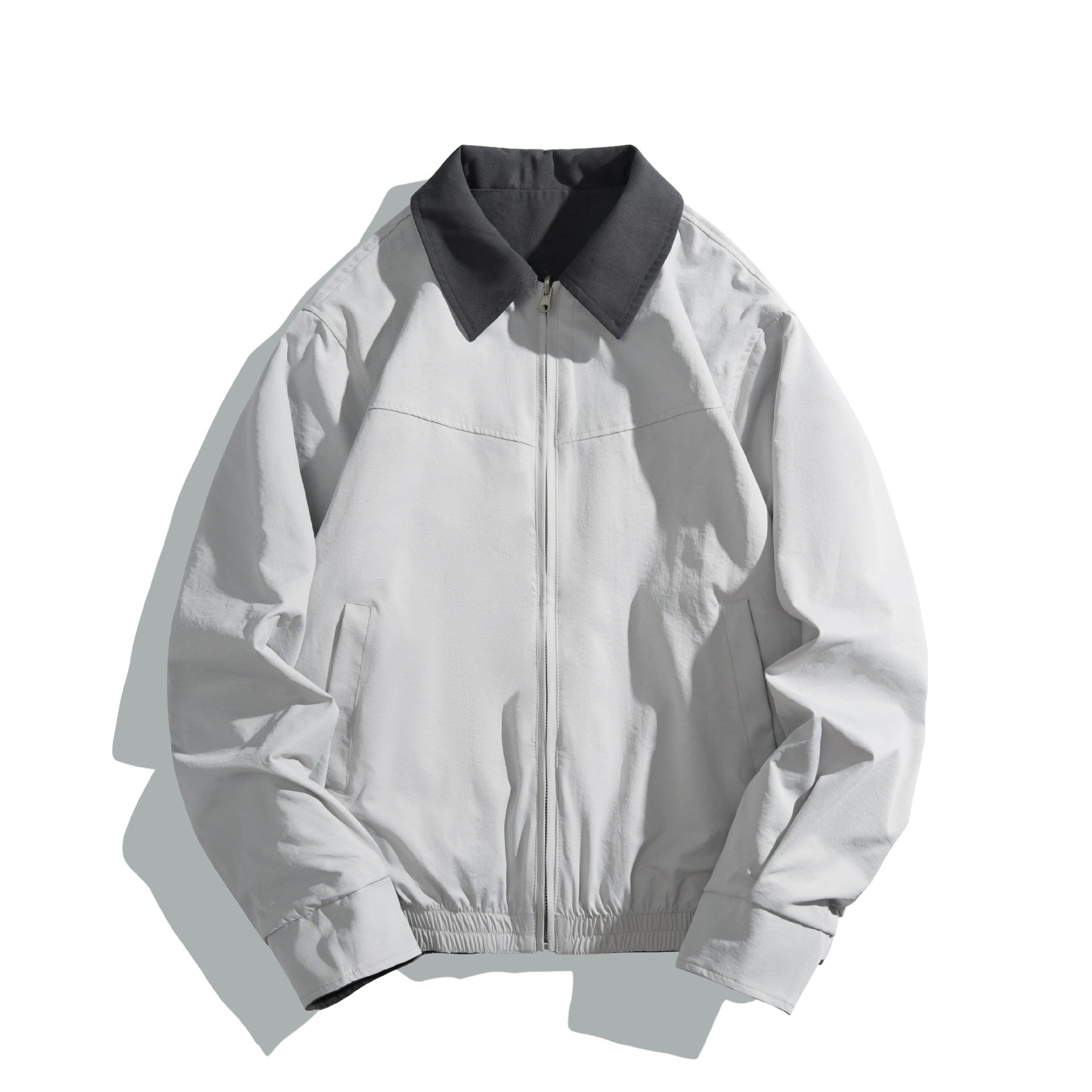 Unisex Short Cut Boxy Blouson with Contrast Collar and Light Padding Chichicherry