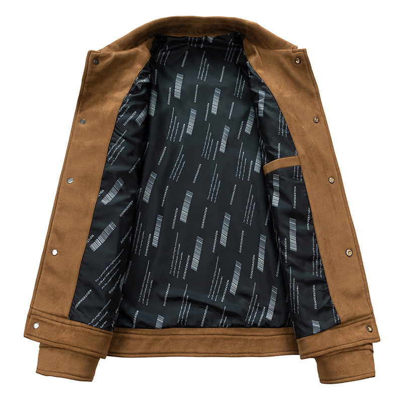 Men's overshirt jacket made of soft wool blend with quilted interior lining and snap button closure Chichicherry