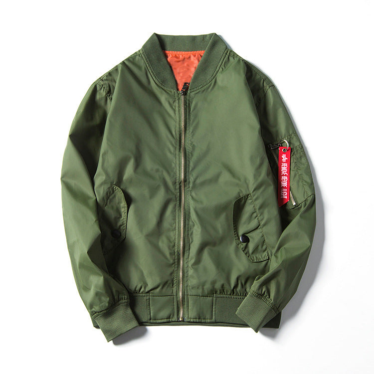 Men's lightweight nylon bomber jacket in aviator style with arm pocket, stand collar and ribbed cuffs Chichicherry