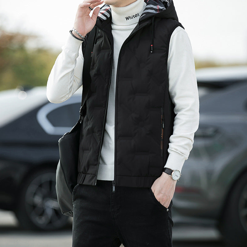 Men's quilted sleeveless hooded vest with thermo insulation Chichicherry