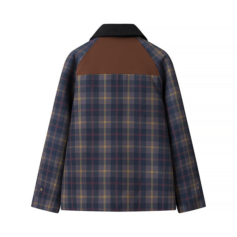 Women's Oversize Check Field Jacket with Wax Finish and Double Closure Chichicherry