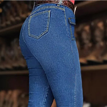 Women's Western-inspired bootcut jeans with front flap pockets and sculpting cut Chichicherry