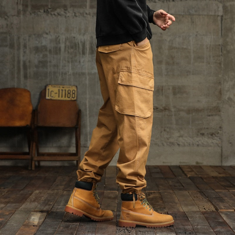 Men's Cargo Jogger Pants with Utility Pockets and Elastic Cuffs Chichicherry