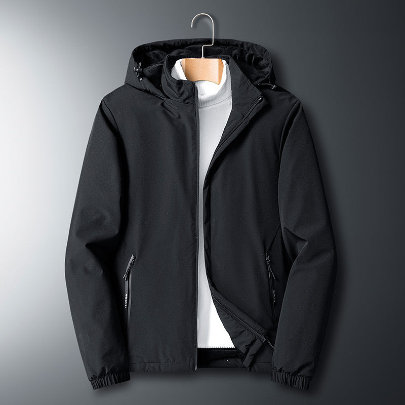 Men's Lightweight Softshell Jacket with Hood, Wind and Water Resistant Chichicherry