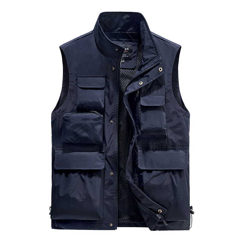 Men's Multifunctional Utility Vest with Mesh Lining and Multiple Pockets Chichicherry