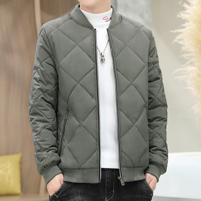 Men's ultralight quilted bomber jacket with diamond quilted pattern, zipper, and ribbed finish Chichicherry