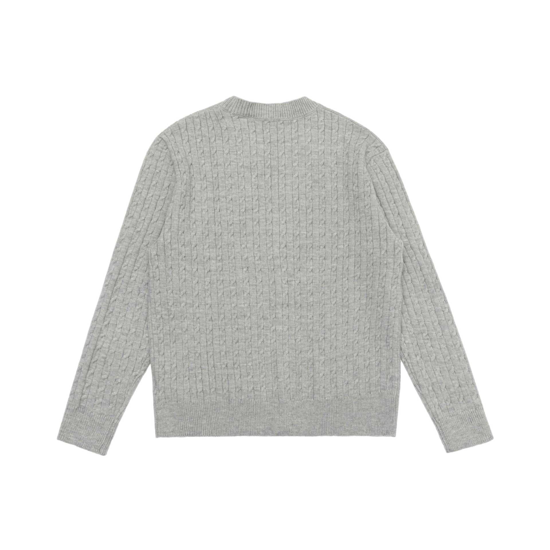 Unisex Fine Cable Knit Cardigan with Round Neck and Button Placket Chichicherry