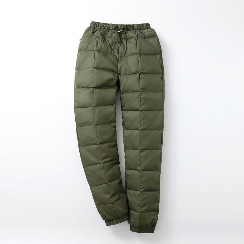 Men's Padded Thermal Pants with Check Quilting and Elastic Hem Chichicherry