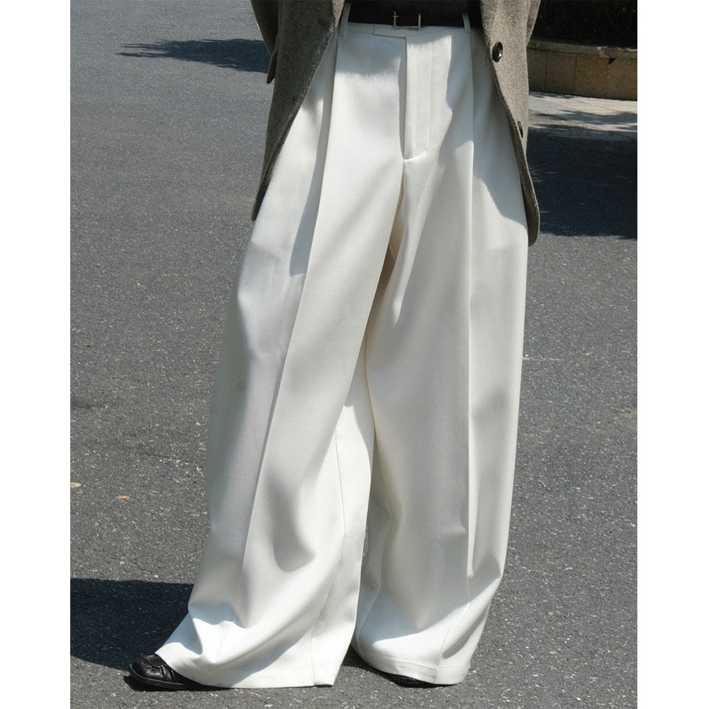 Ladies high-waisted wide pleated trousers with crease and flowing wool look Chichicherry