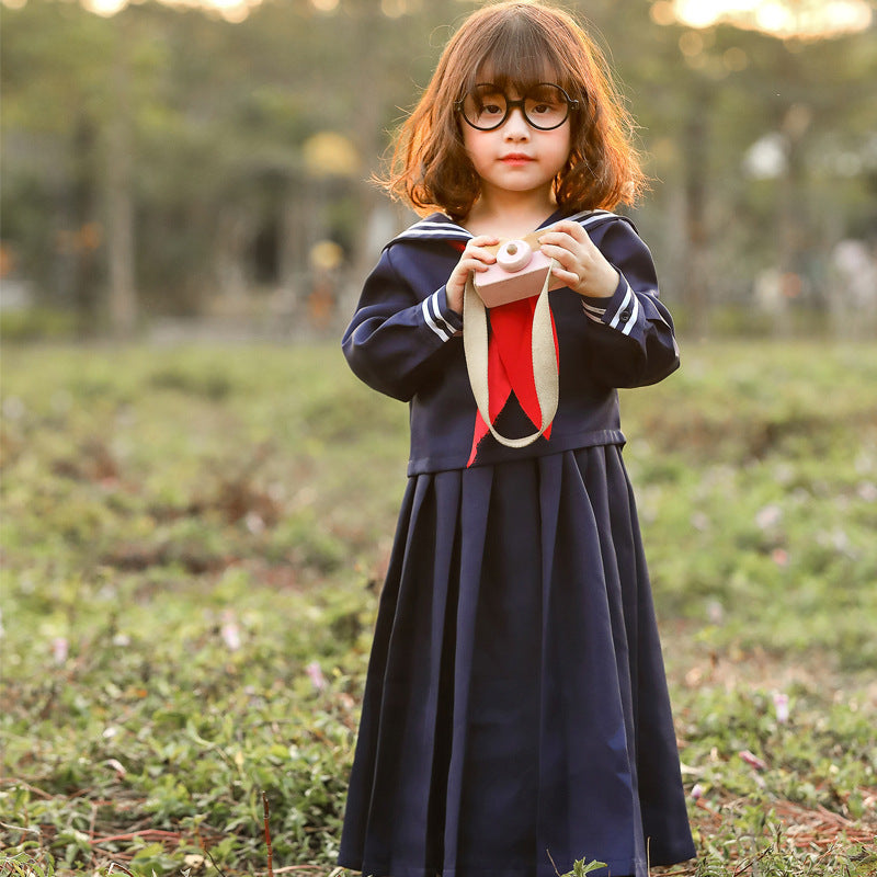 Girl sailor dress with large collar and red neckerchief Chichicherry