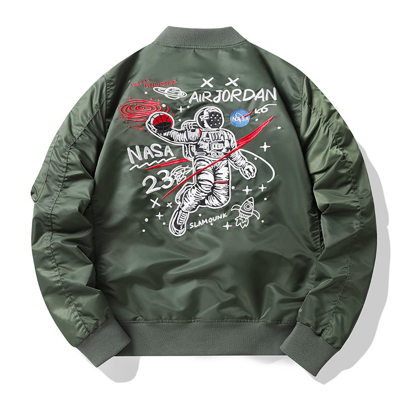 Men's pilot bomber jacket in aviator style with badge patch and arm pocket Chichicherry