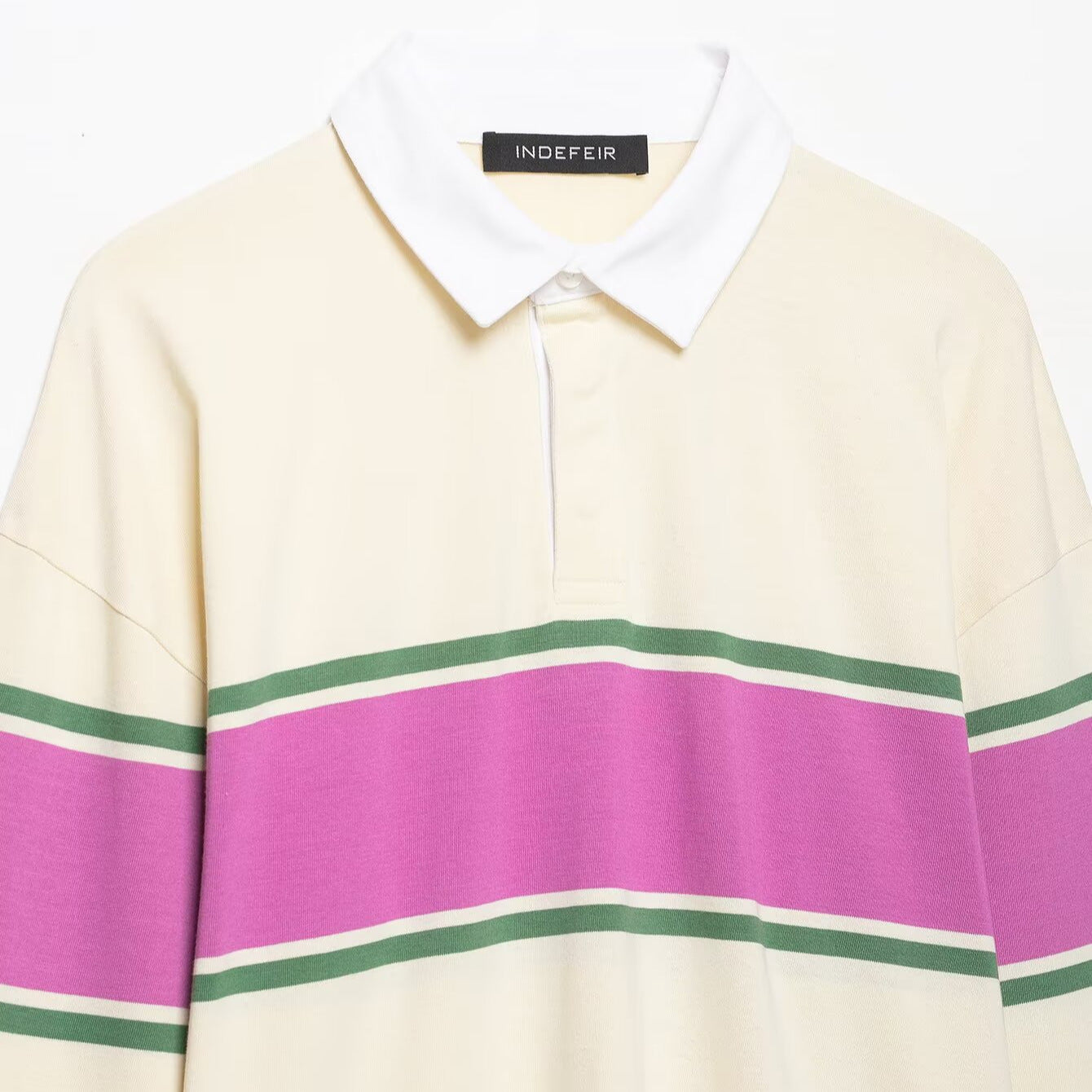 Women's Oversize Rugby Polo Shirt with Wide Block Stripes and Kent Collar Chichicherry