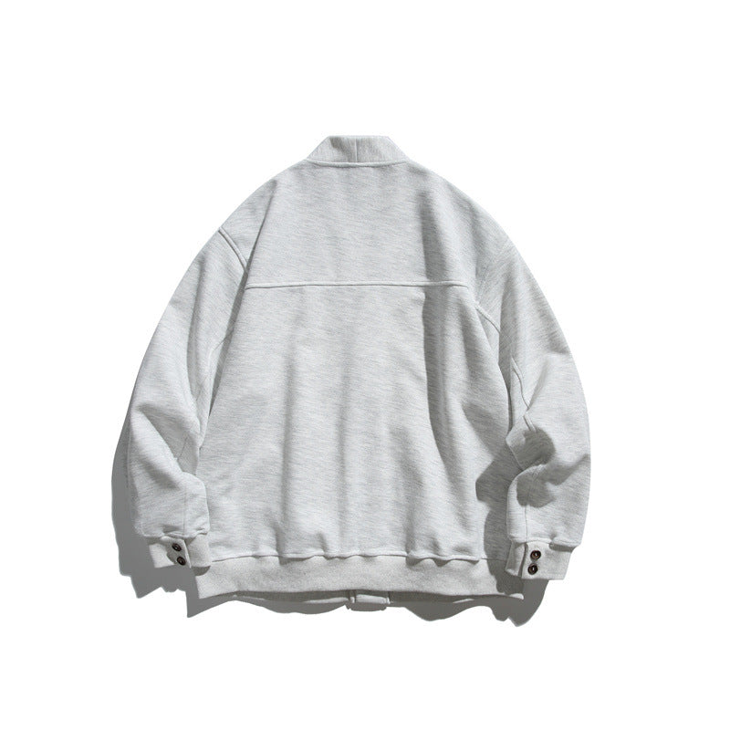 Unisex Oversized cardigan jacket made of heavyweight French terry with V-neck and patch pockets