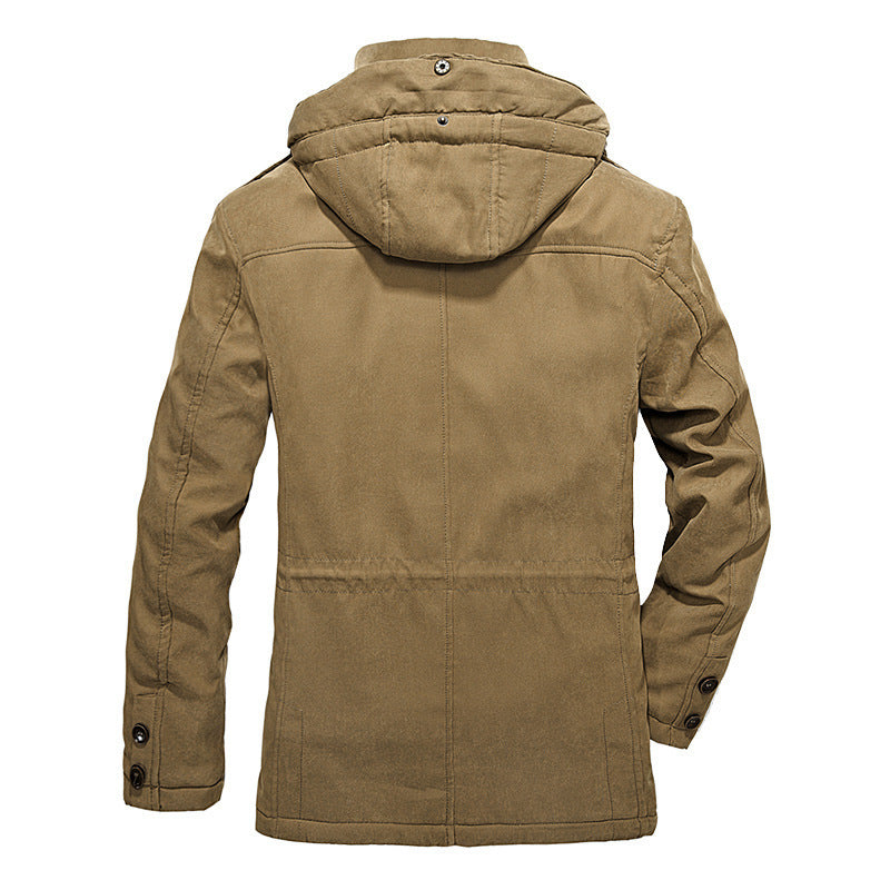 Men's Padded Canvas Field Parka with Sherpa Lining and Hood Collar Chichicherry