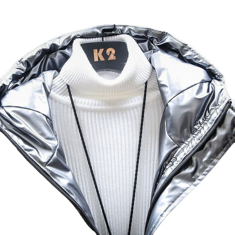 Men's glossy padded jacket with hood and thermal insulation filling Chichicherry