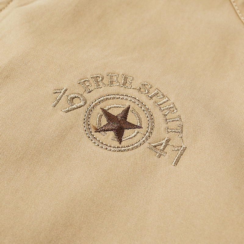 Men's lightweight canvas transitional jacket with stand-up collar, zipper, and ribbed hem Chichicherry