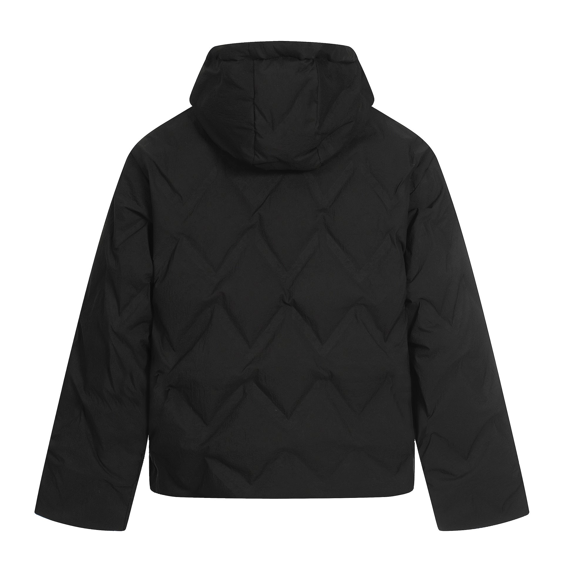 Women's short padded hooded jacket with reflective chevron quilting Chichicherry